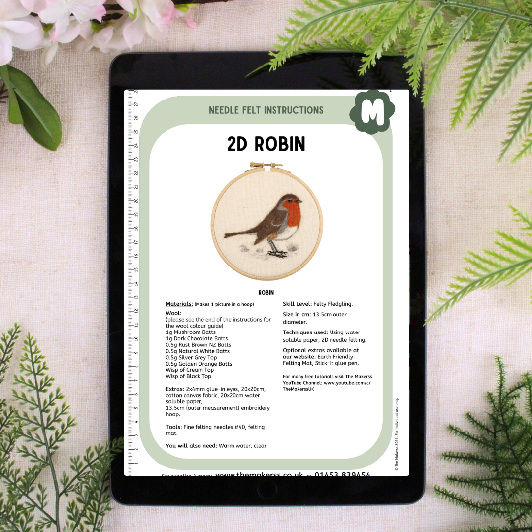 2D Robin Needle Felt Picture Kit - The Makerss