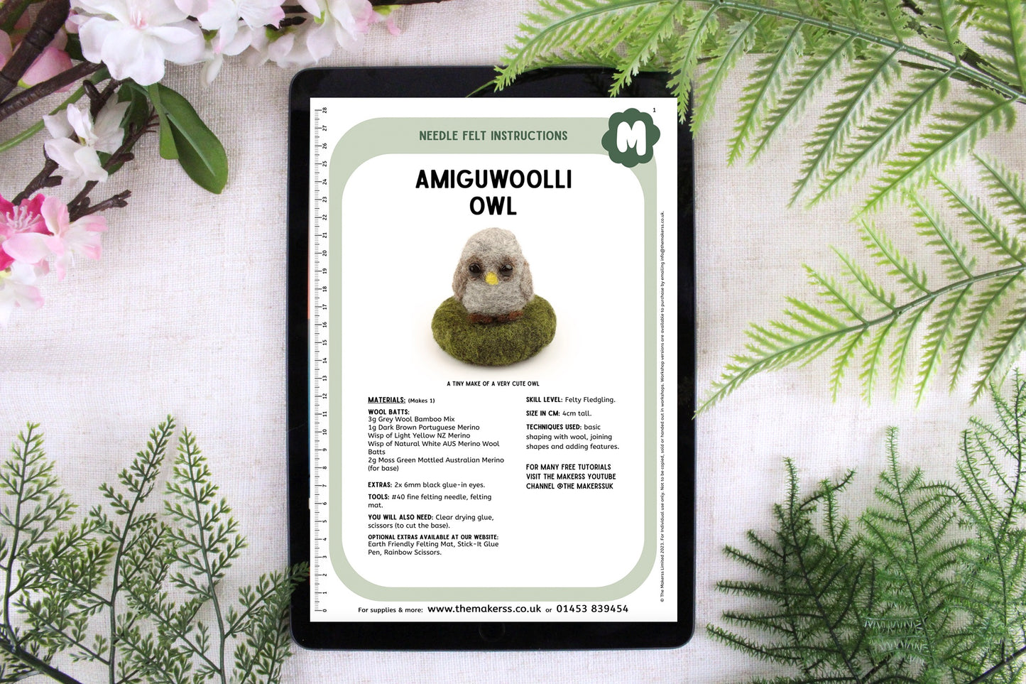 Owl Amiguwoolli Mini Needle Felt Kit - The Makerss