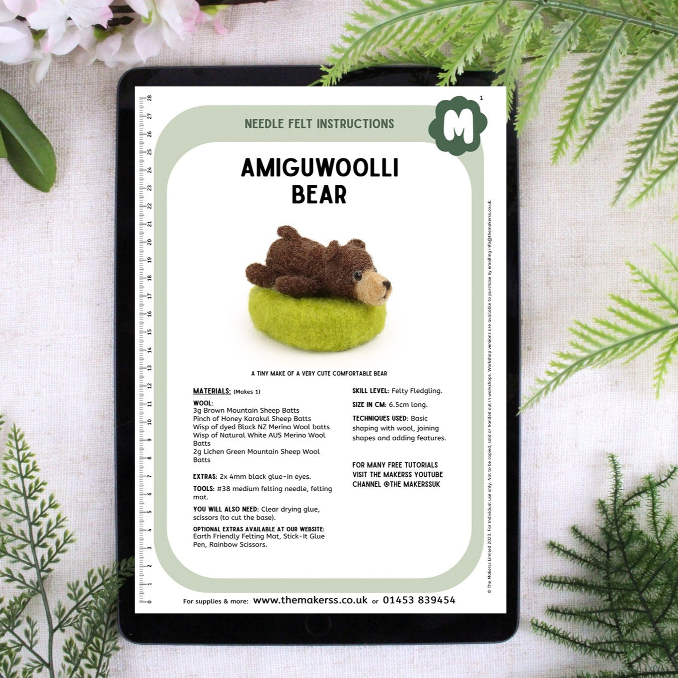 Snoozing Bear Amiguwoolli Mini Needle Felt Kit - The Makerss