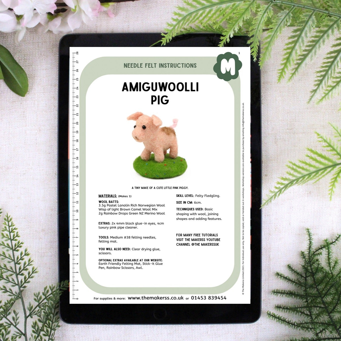 Pig Amiguwoolli Mini Needle Felt Kit - The Makerss