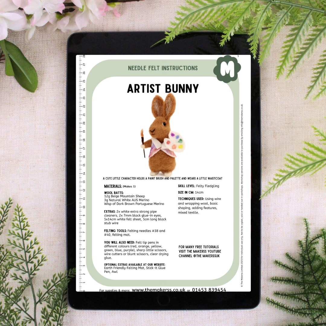 Artist Bunny Small Needle Felt Kit - The Makerss