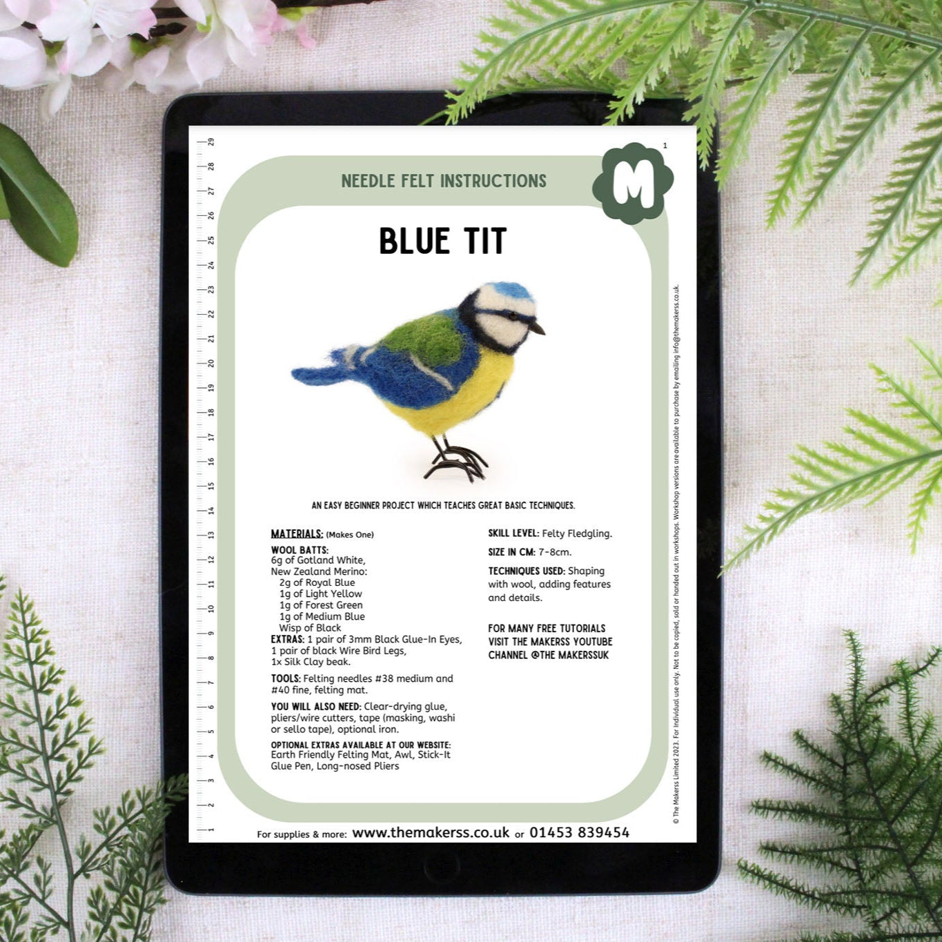 Blue Tit Small Needle Felt Kit - The Makerss