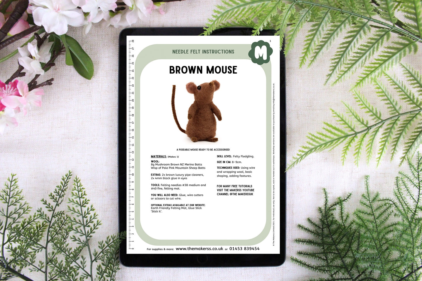 Brown Mouse Small Needle Felt Kit - ready for character accessories - The Makerss