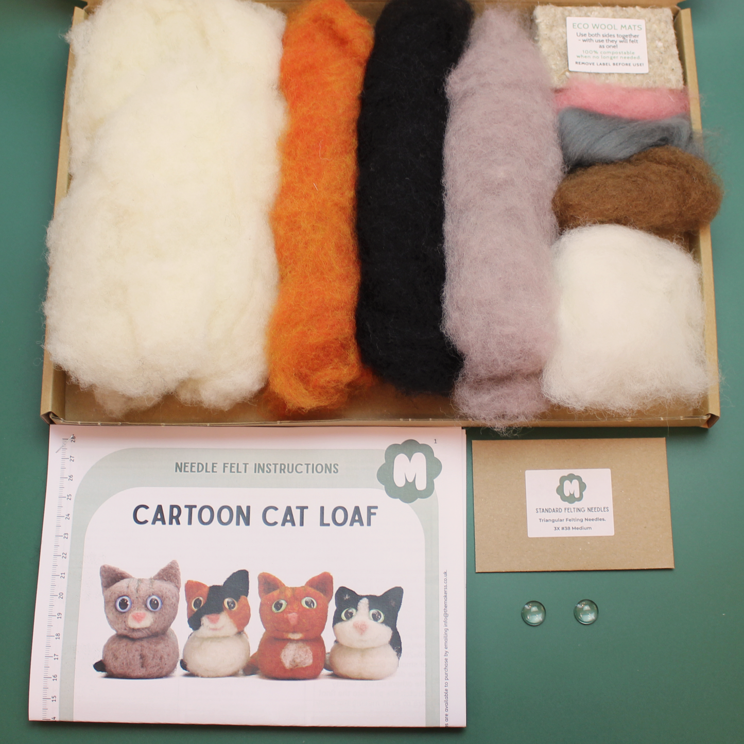 Cartoon Cat Loaf Needle Felt Small Kit - makes 1 - The Makerss