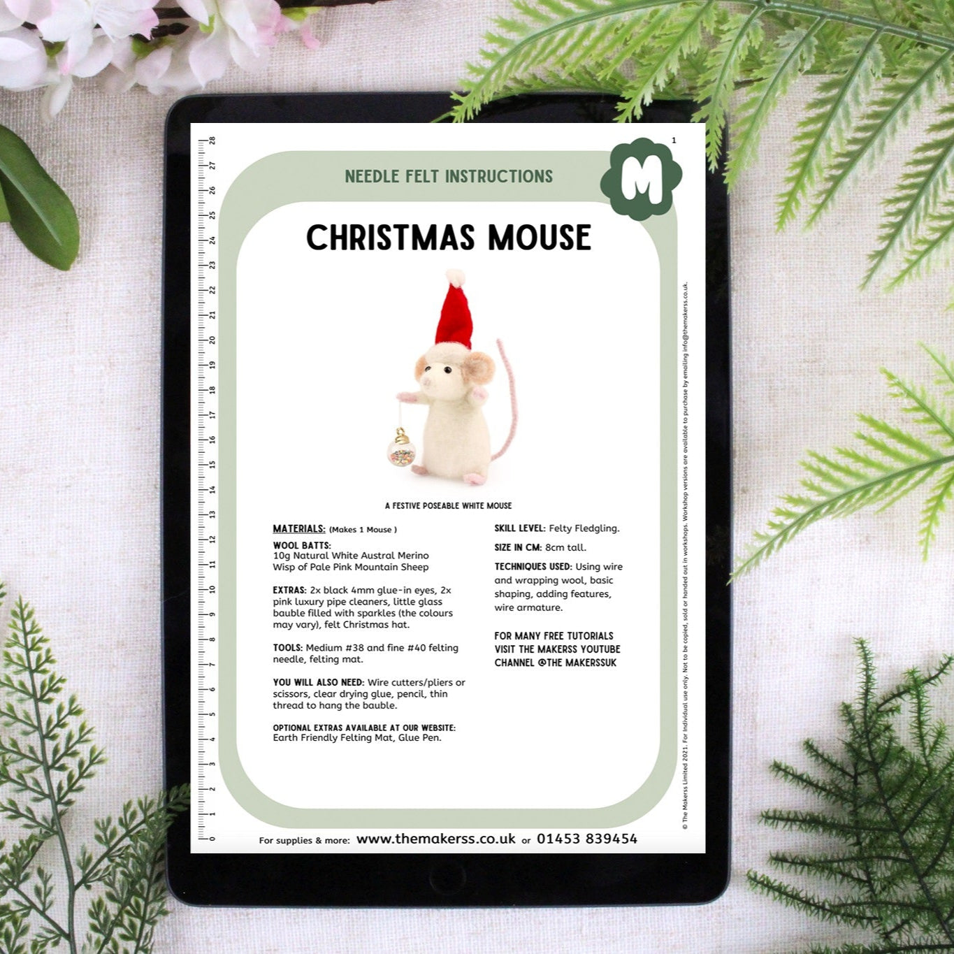 Christmas Mouse Small Needle Felt Kit - The Makerss