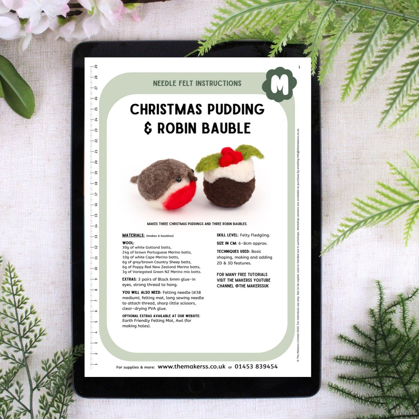 Christmas Pudding and Robin Bauble Pack - makes 6 tree decorations - The Makerss