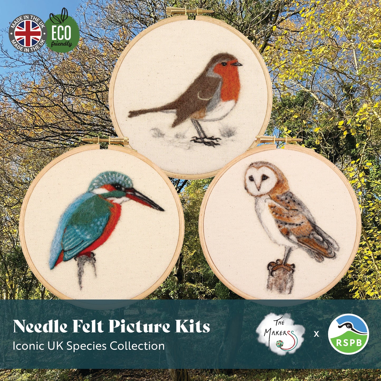 RSPB Kingfisher Needle Felt Picture Kit - The Makerss