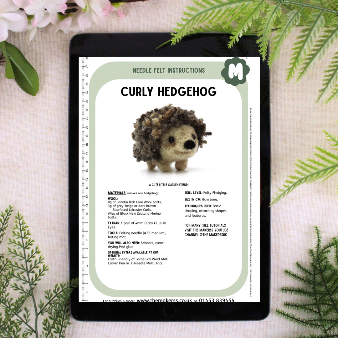 Curly Hedgehog Small Needle Felt Kit - The Makerss