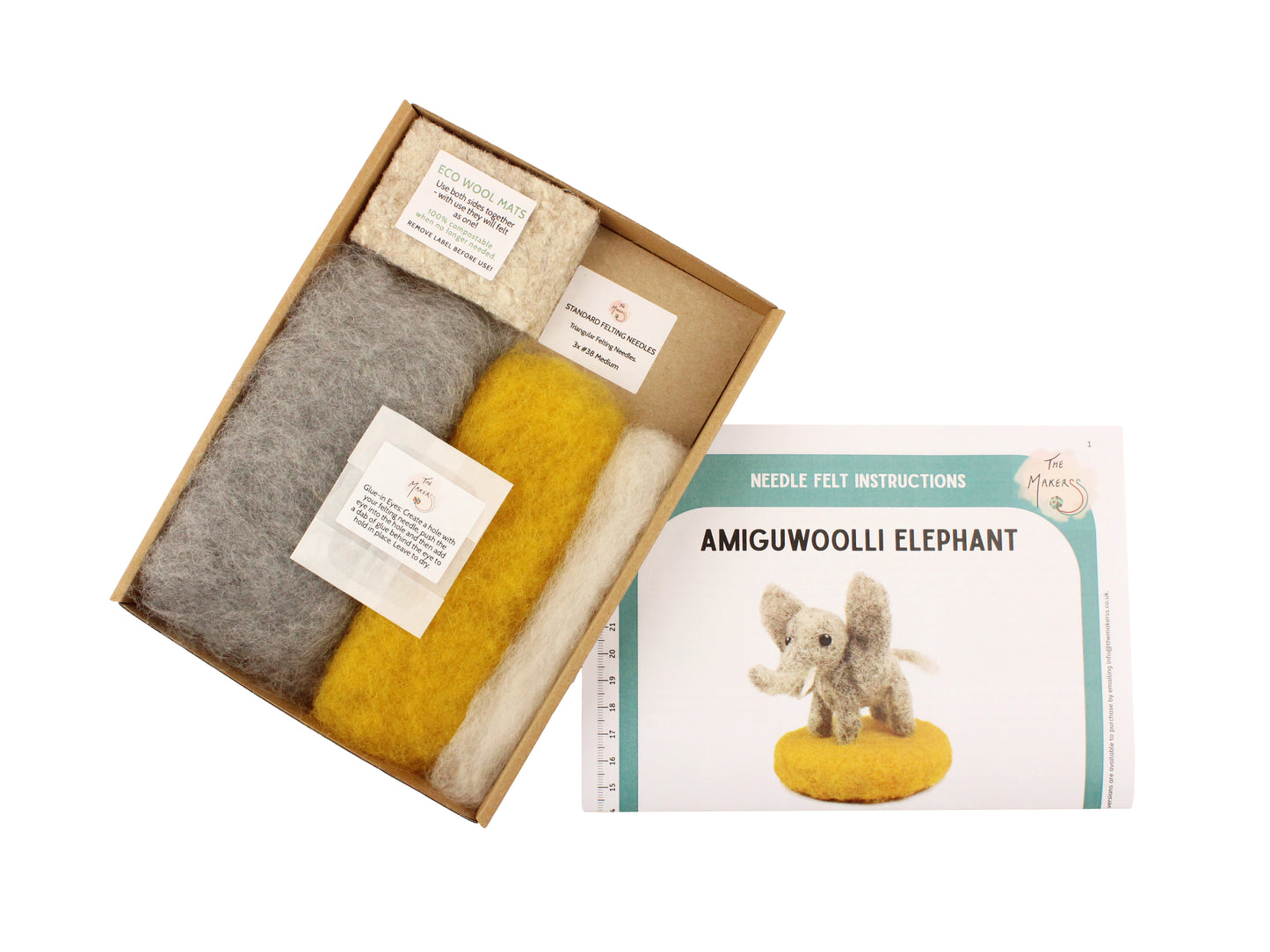 Elephant Amiguwoolli Mini Needle Felt Kit - The Makerss