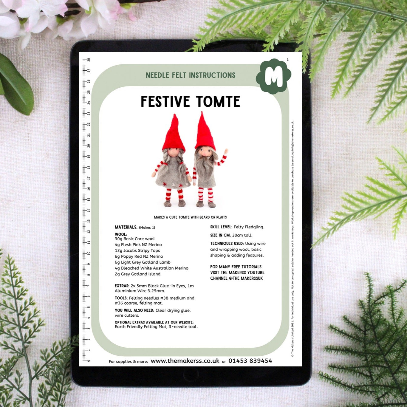 Festive Tomte Needle Felt Kit - makes one - The Makerss