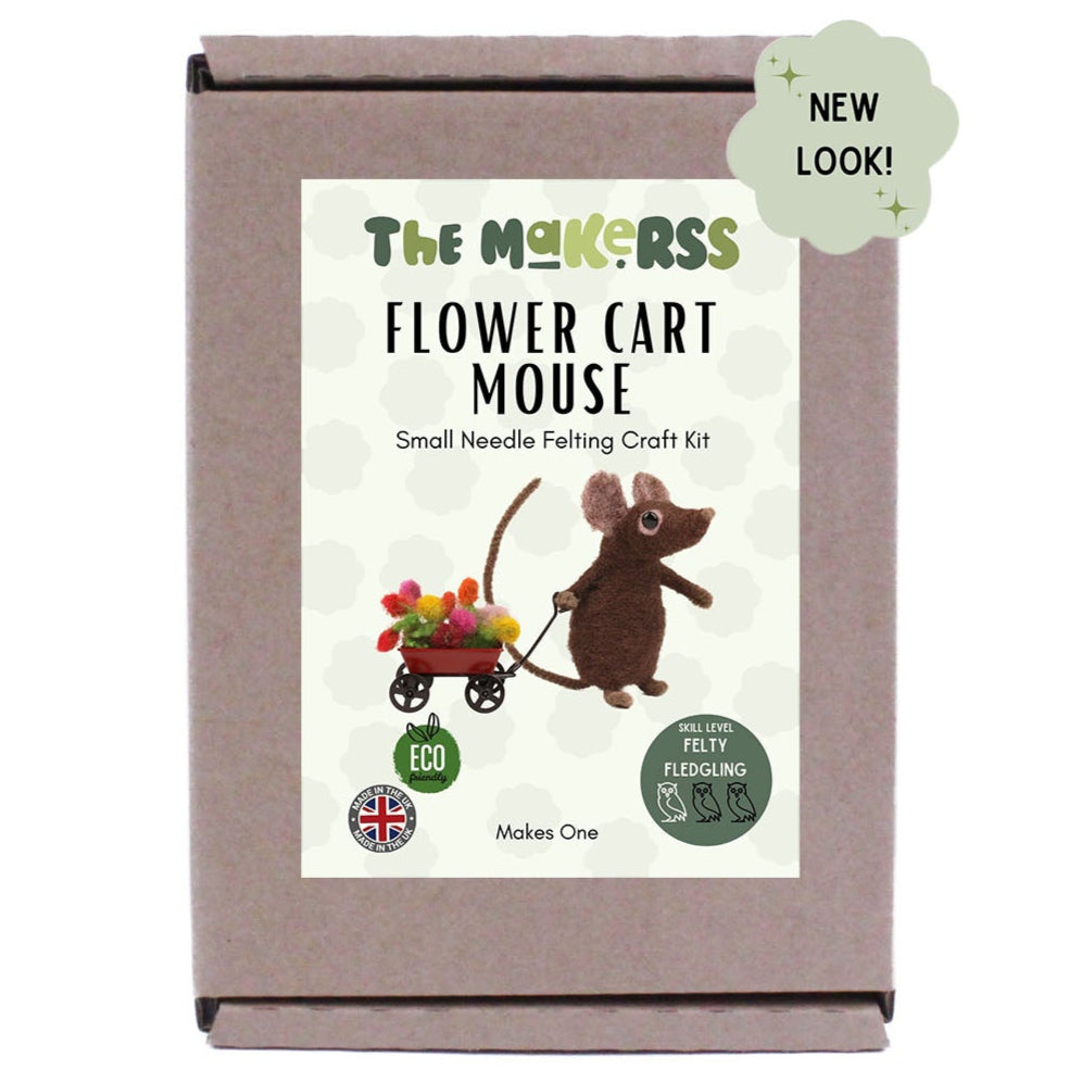 Flower Cart Mouse Small Needle Felt Kit - The Makerss
