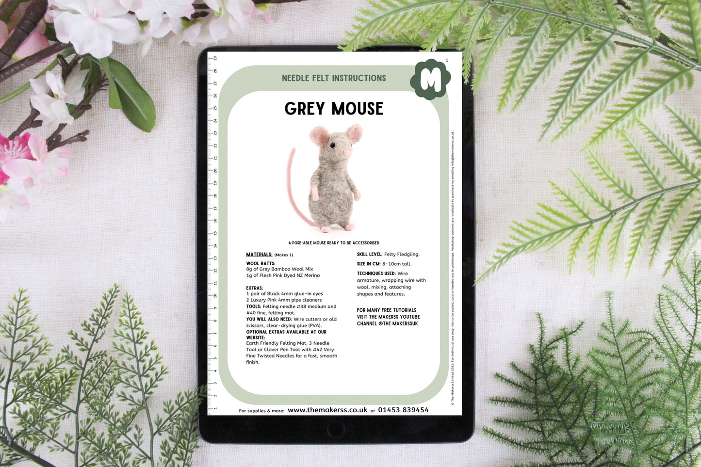 Grey Mouse Small Needle Felt Kit - ready for character accessories - The Makerss
