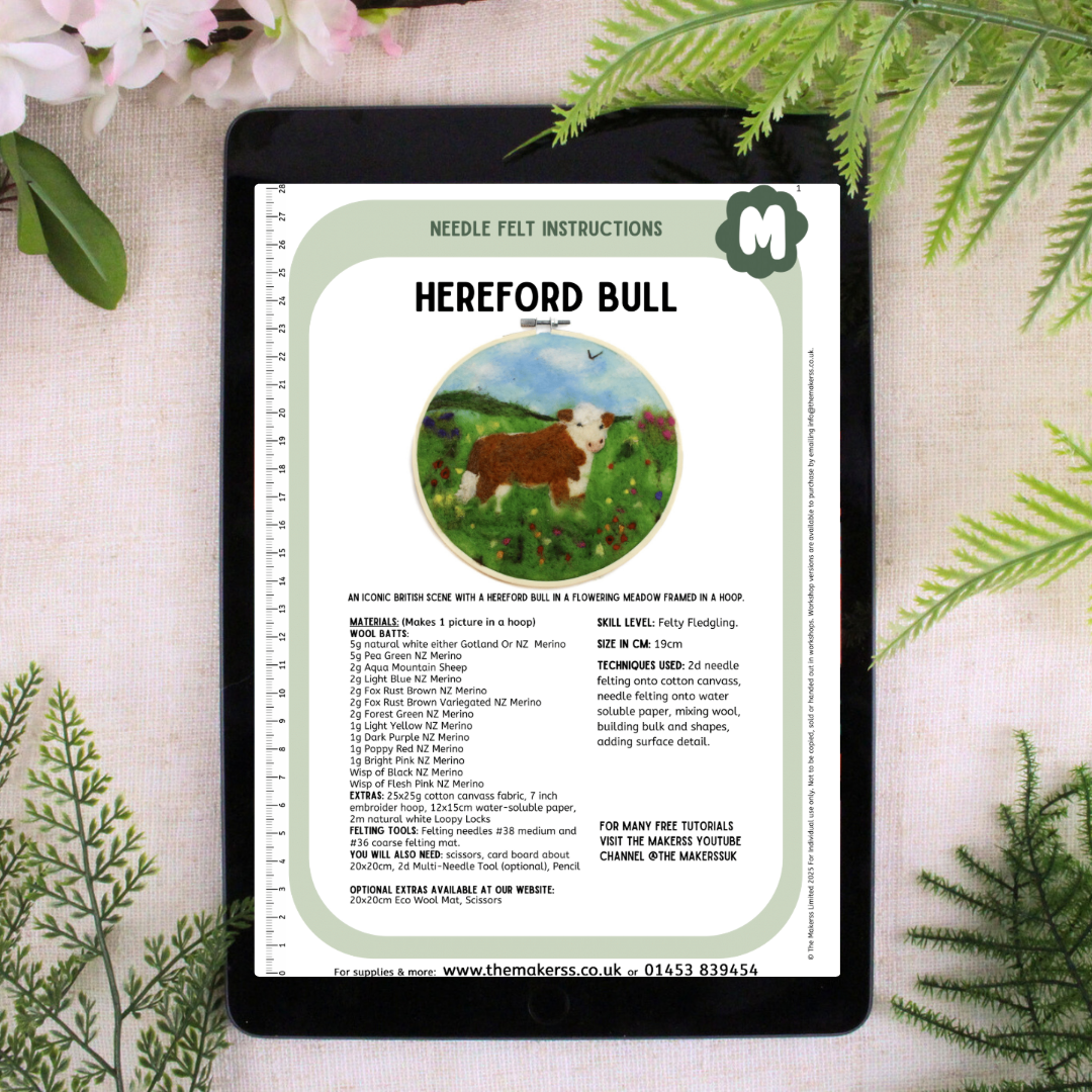Hereford Bull Needle Felt Kit - The Makerss
