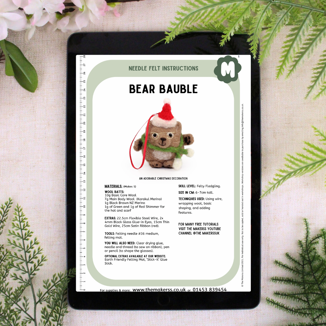 Bear Bauble Small Needle Felt Kit - The Makerss