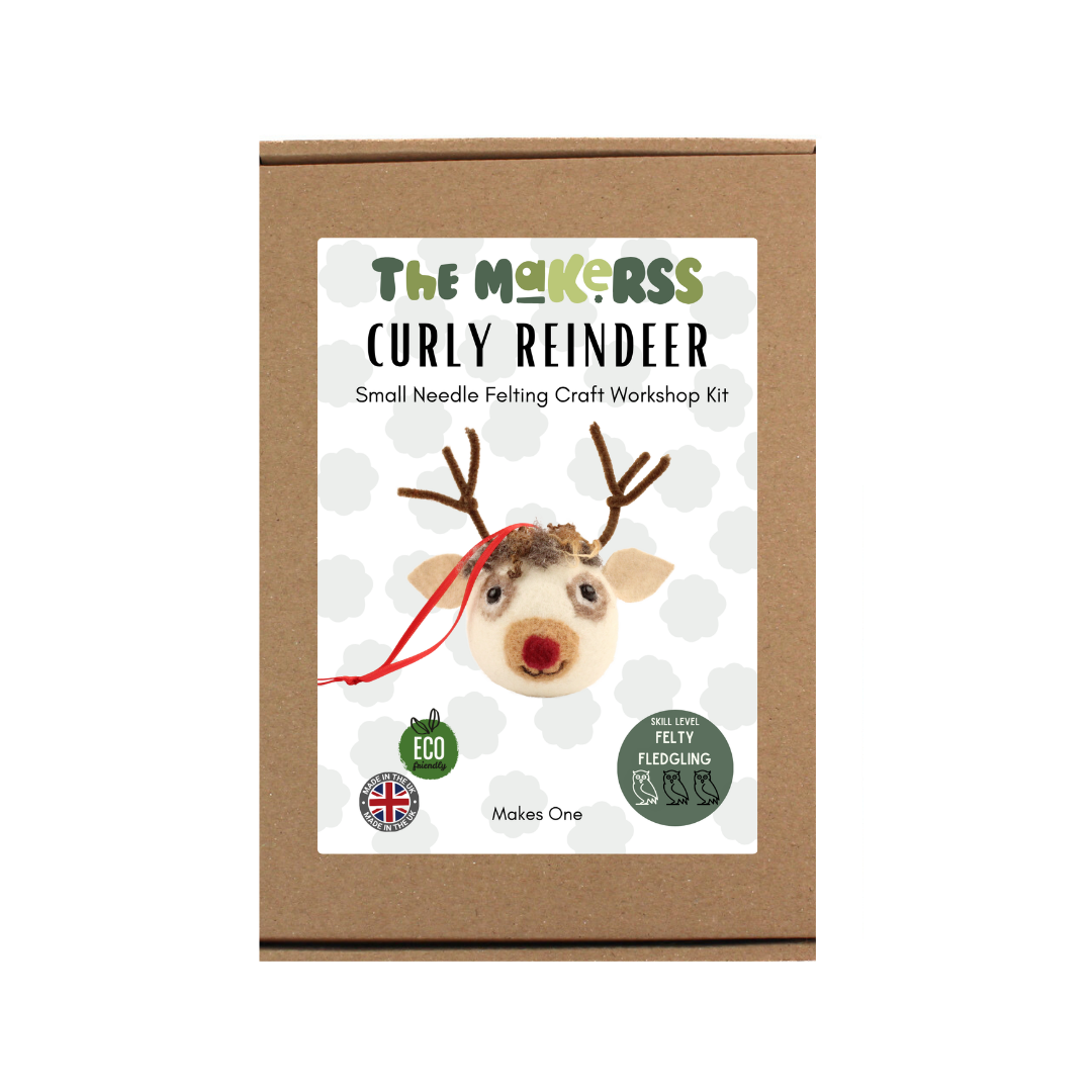 Curly Reindeer Bauble Small Needle Felt Kit - The Makerss