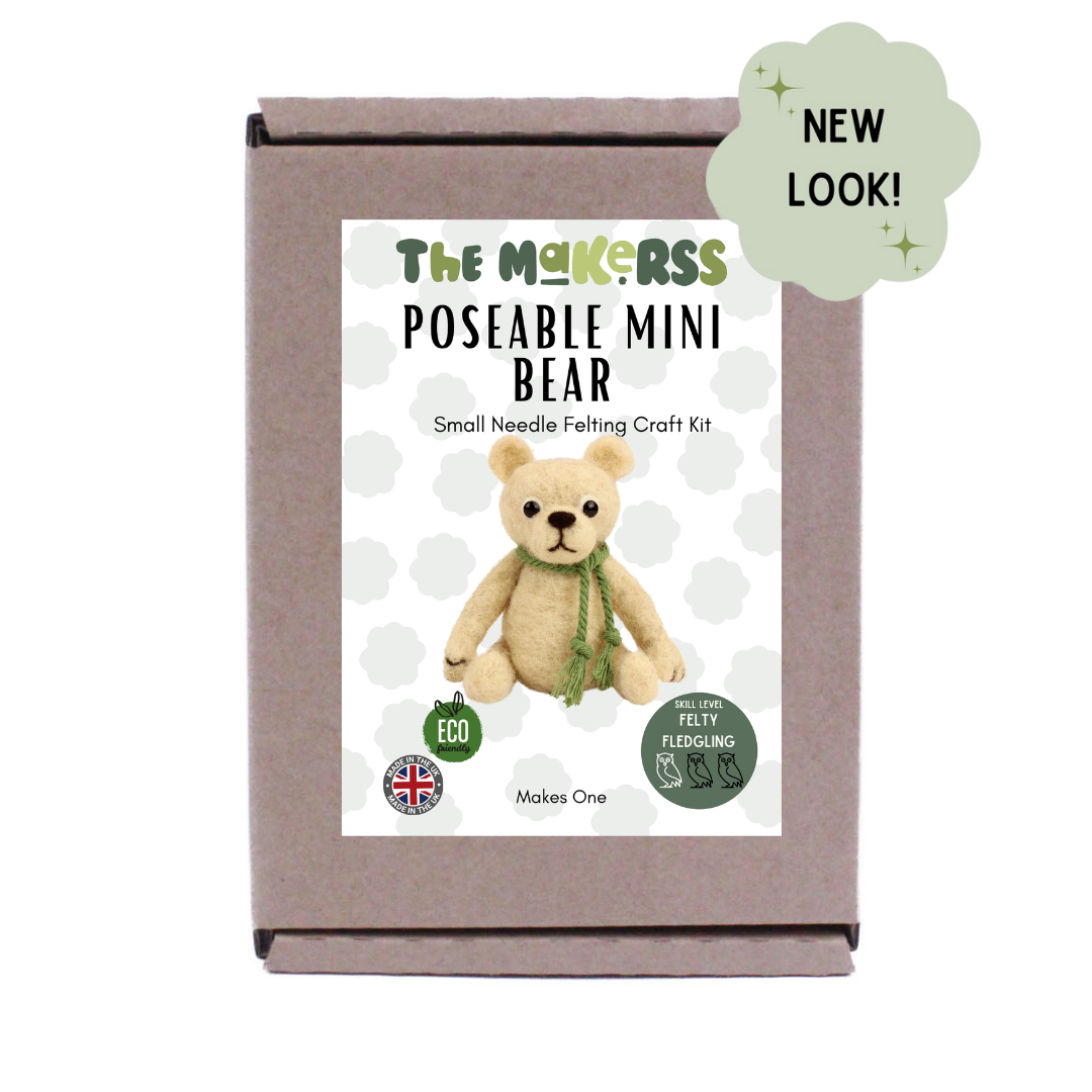 Poseable Mini Bear Small Needle Felt Kit - The Makerss