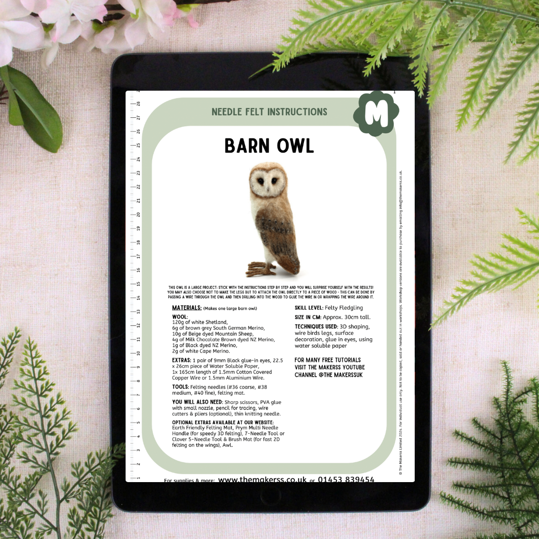 Large Barn Owl Needle Felt Pack - The Makerss