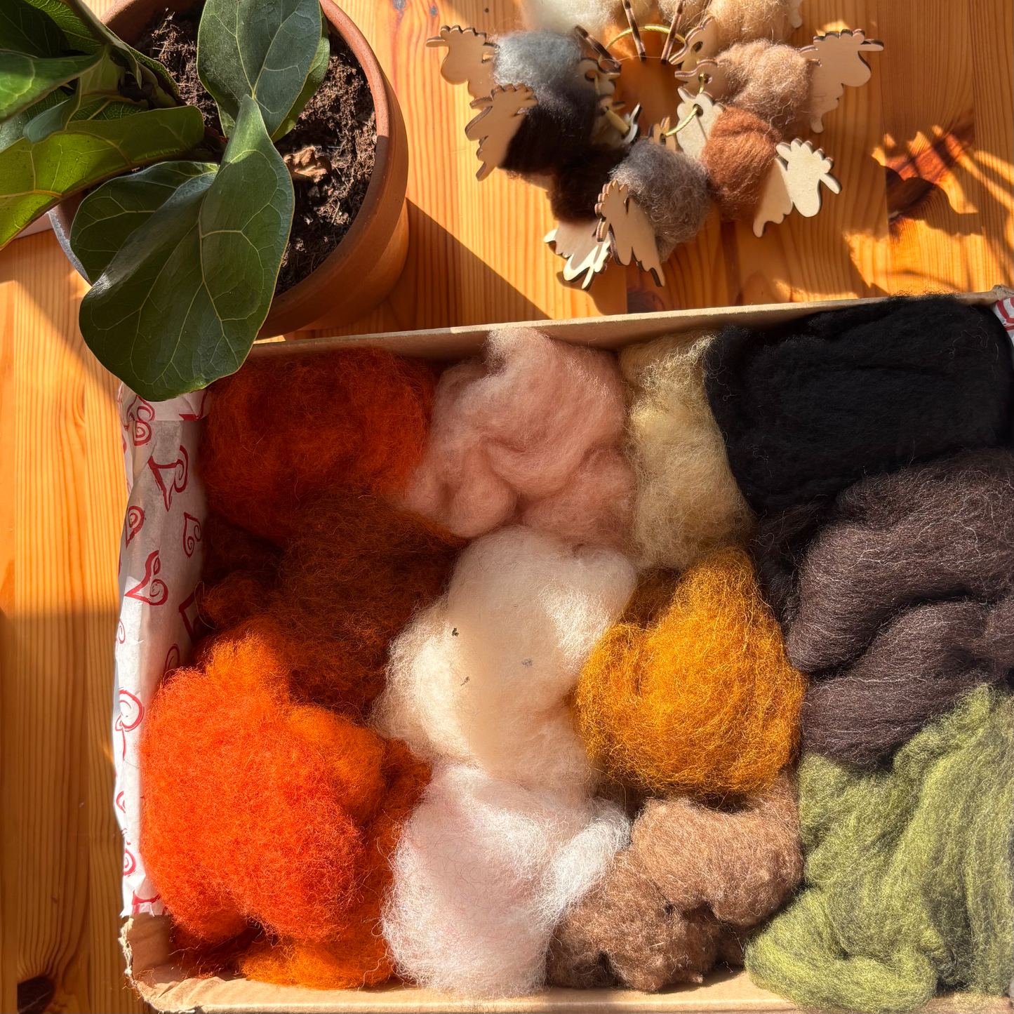 Woolly Wonder Box - 250g of felting wool in 12 different colours - The Makerss