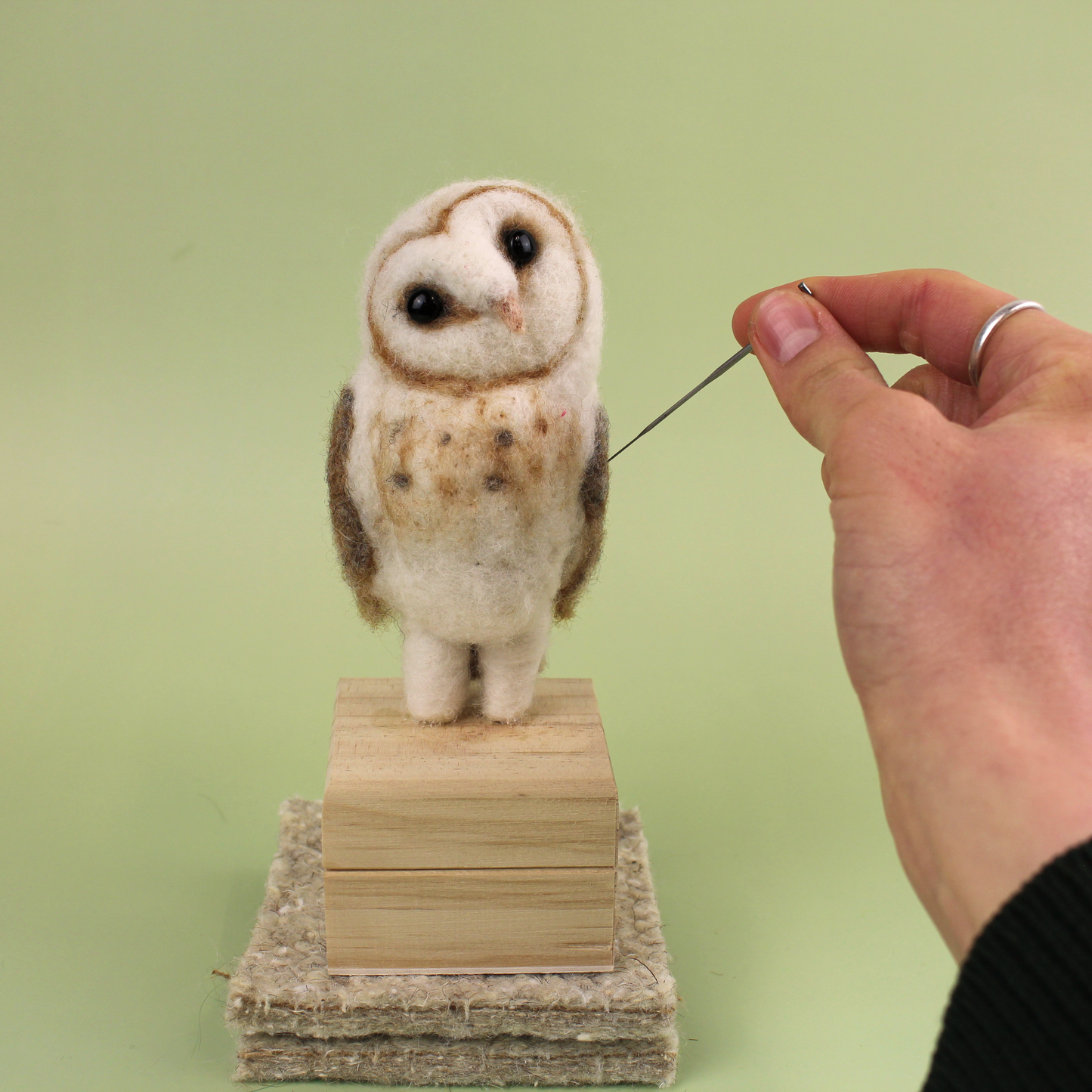 Owl on Trinket Box Small Needle Felt Kit - The Makerss
