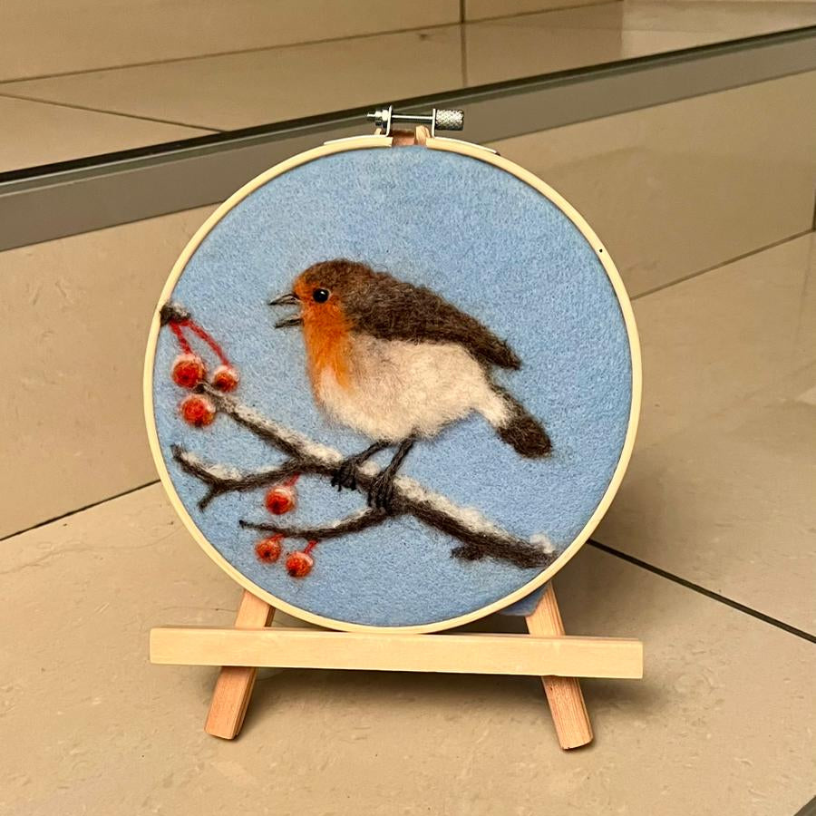 Winter Robin in a hoop Needle Felting Workshop with Artist Agnese Davies Saturday 31st January 2026 - The Makerss