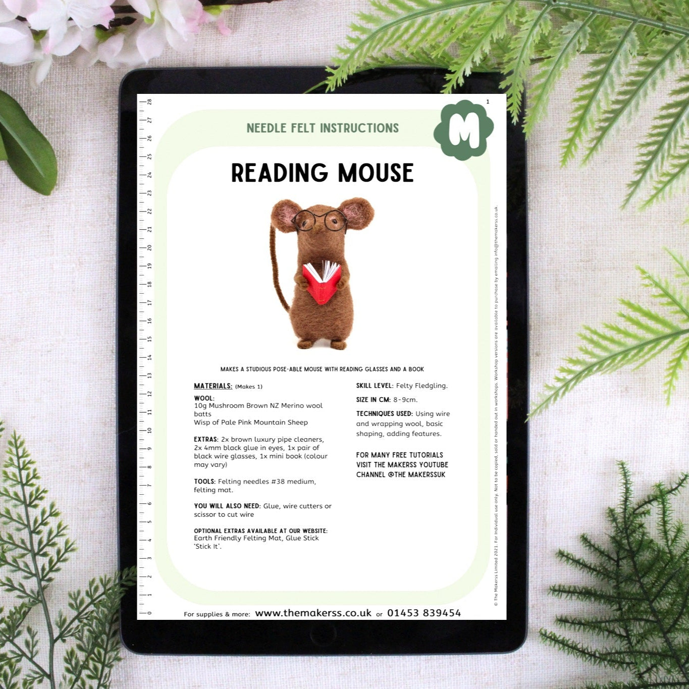 Reading Mouse Needle Felt Kit - The Makerss