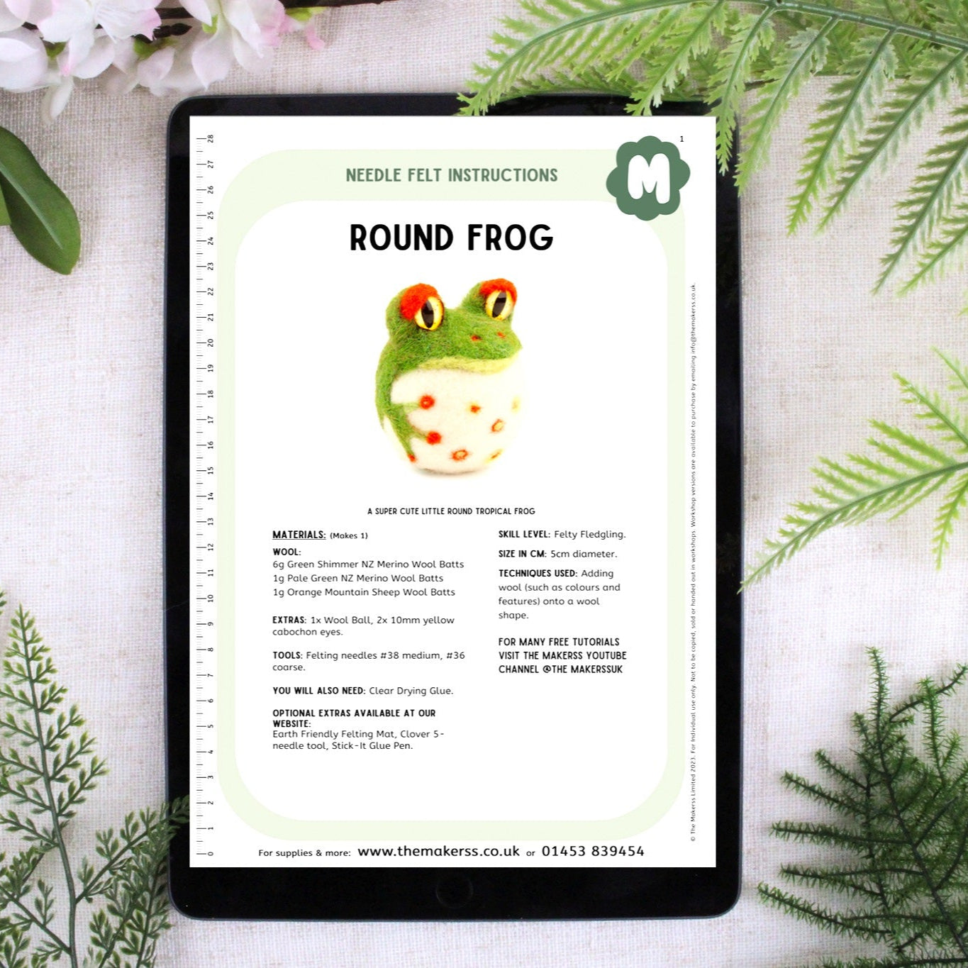 Round Frog Small Needle Felt Kit - The Makerss