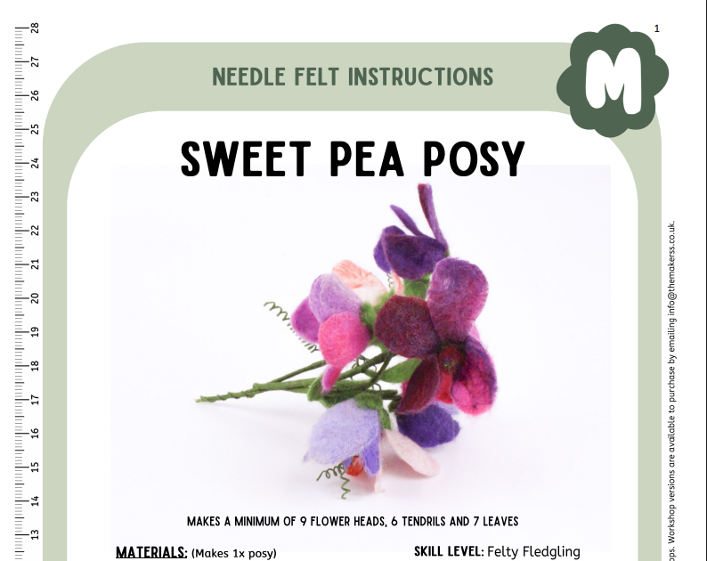 Sweet Pea Posy Instructions PDF - The Makerss