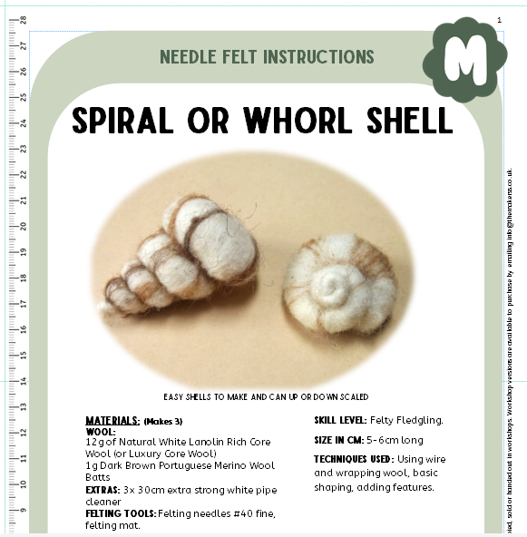 Spiral (Whorl) Shell Needle Felt Instructions PDF - The Makerss