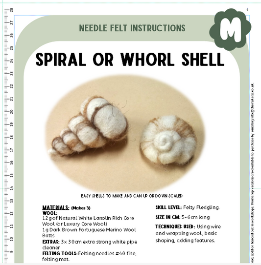 Spiral (Whorl) Shell Needle Felt Instructions PDF - The Makerss