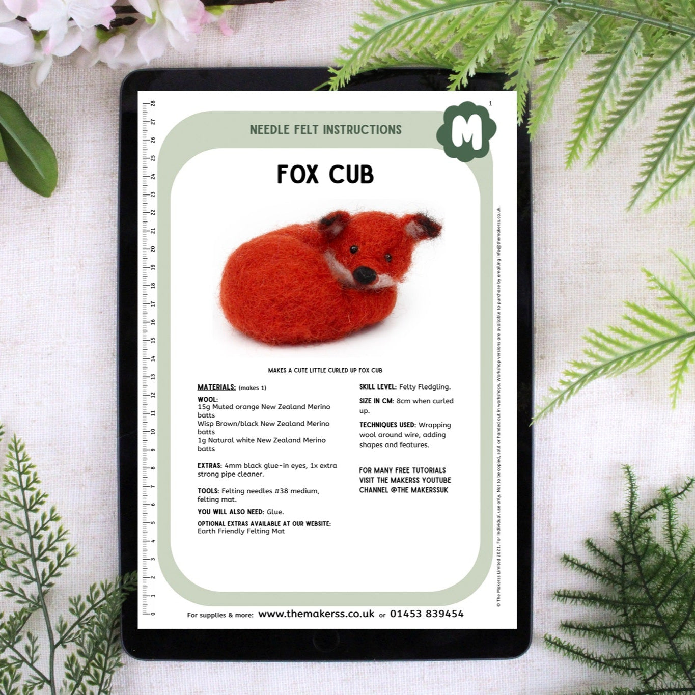 Fox Cub Small Needle Felt Kit - The Makerss