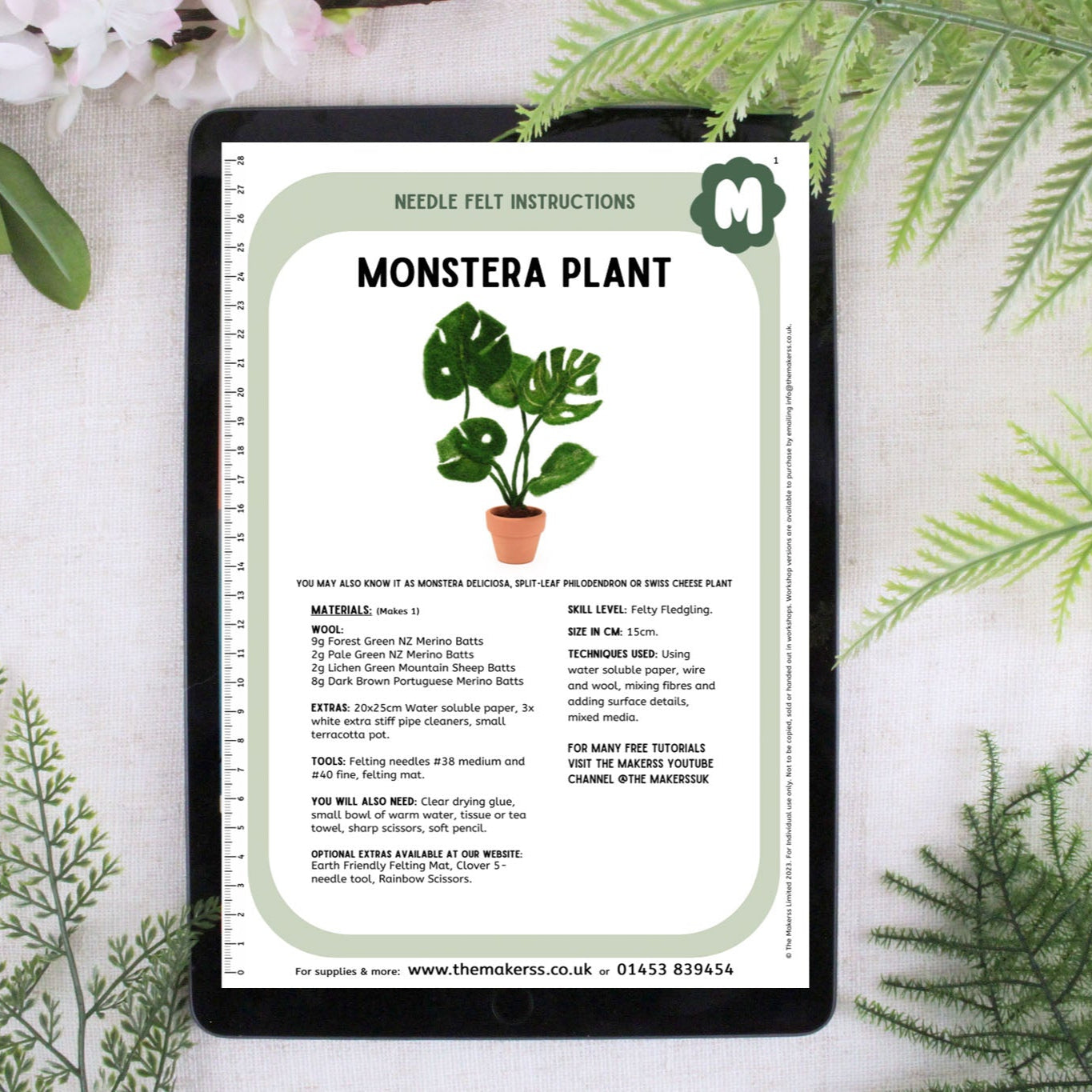Monstera Plant Small Needle Felt Kit - The Makerss