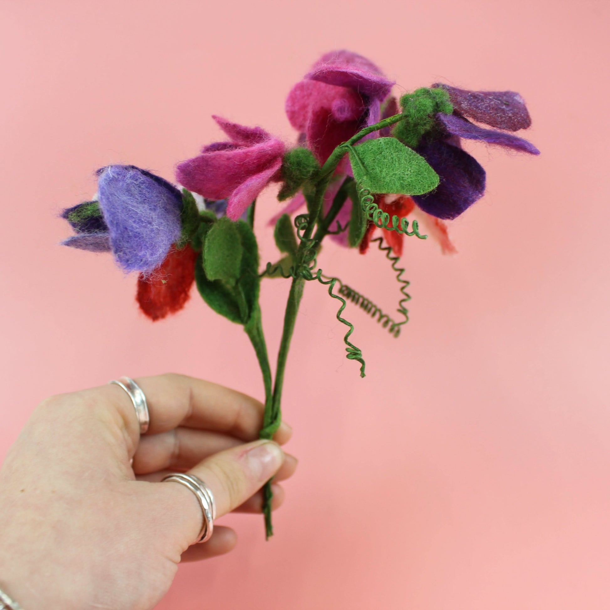 Sweet Pea Posy Needle Felt Kit - no tools - The Makerss