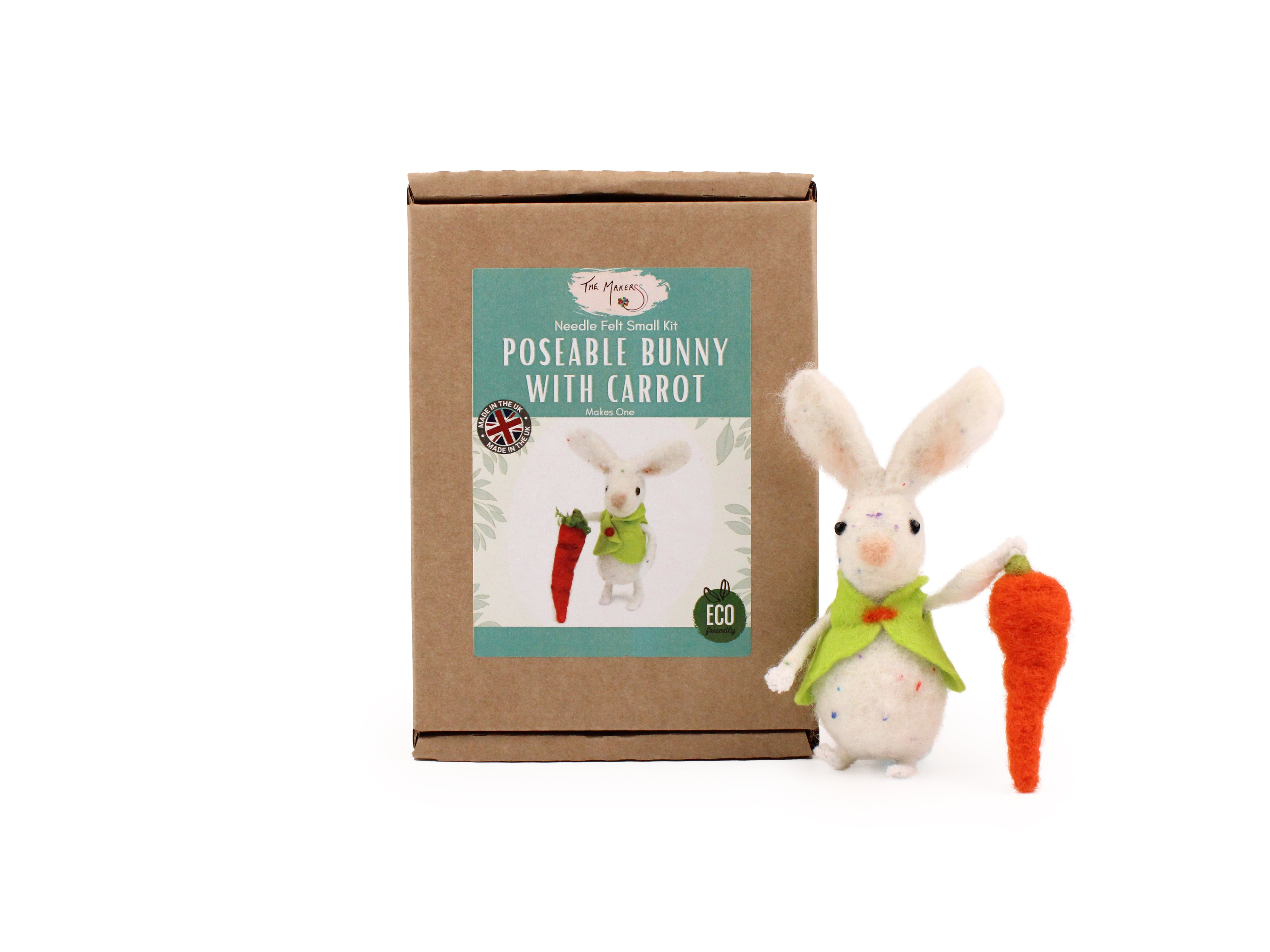 Poseable Bunny With Carrot Small Needle Felt Kit – The Makerss