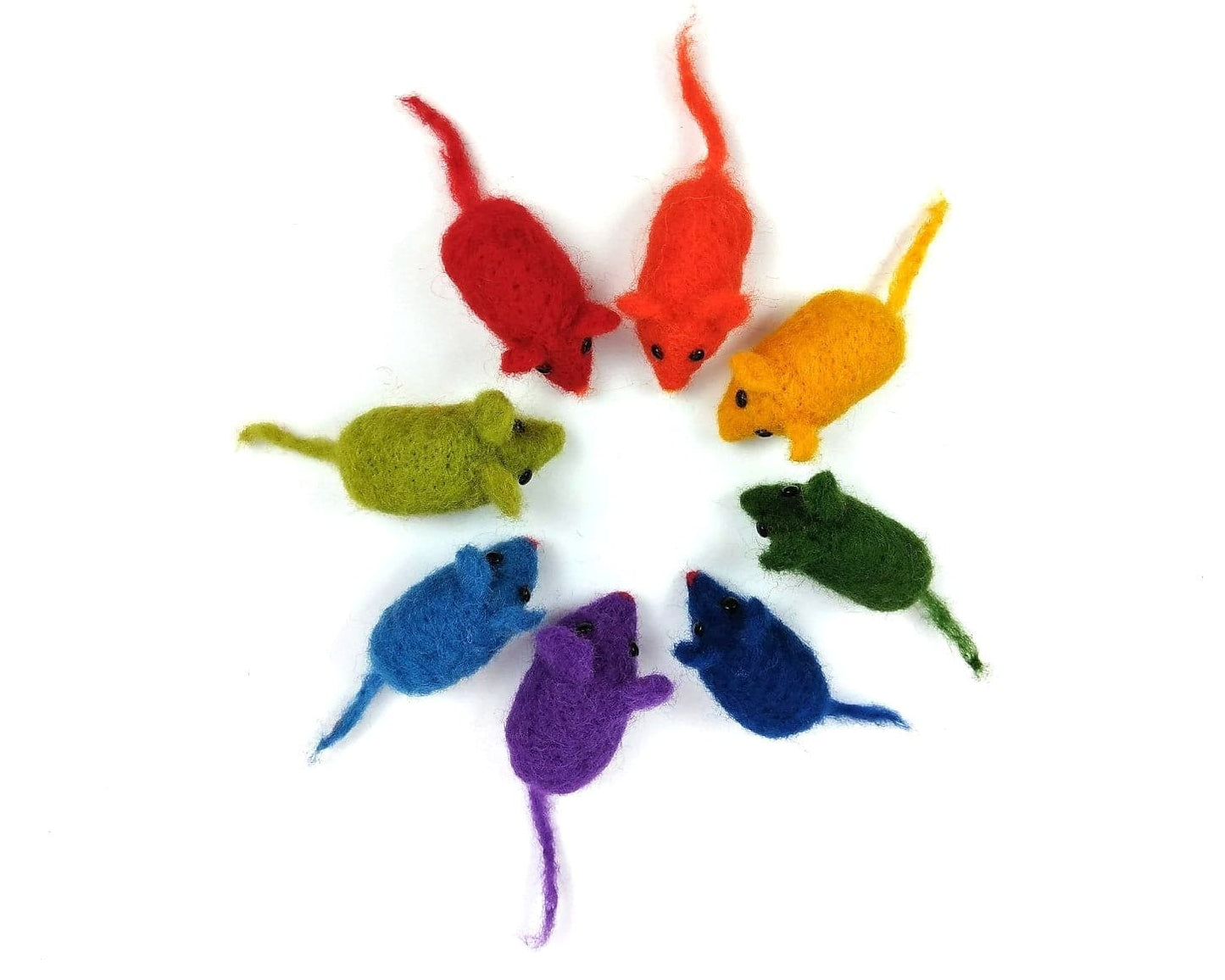 Rainbow Mix x 8 colours - New Zealand Merino & Mountain Sheep dyed wool batts, 80g - The Makerss