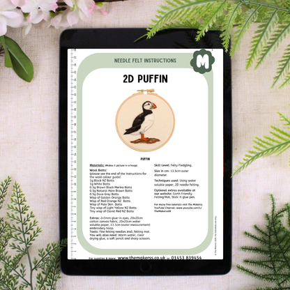 2D Puffin Needle Felt Picture Kit - The Makerss