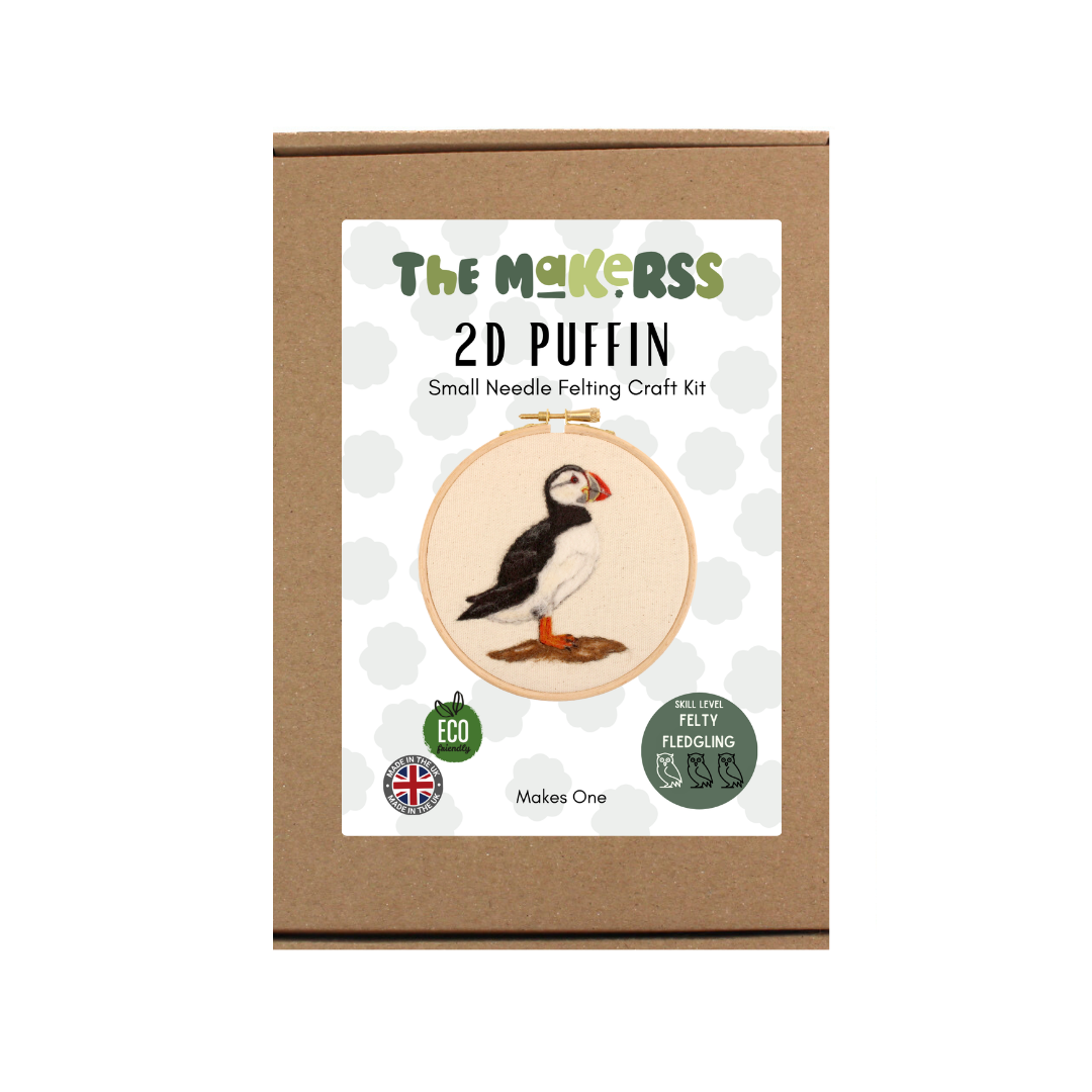 2D Puffin Needle Felt Picture Kit - The Makerss