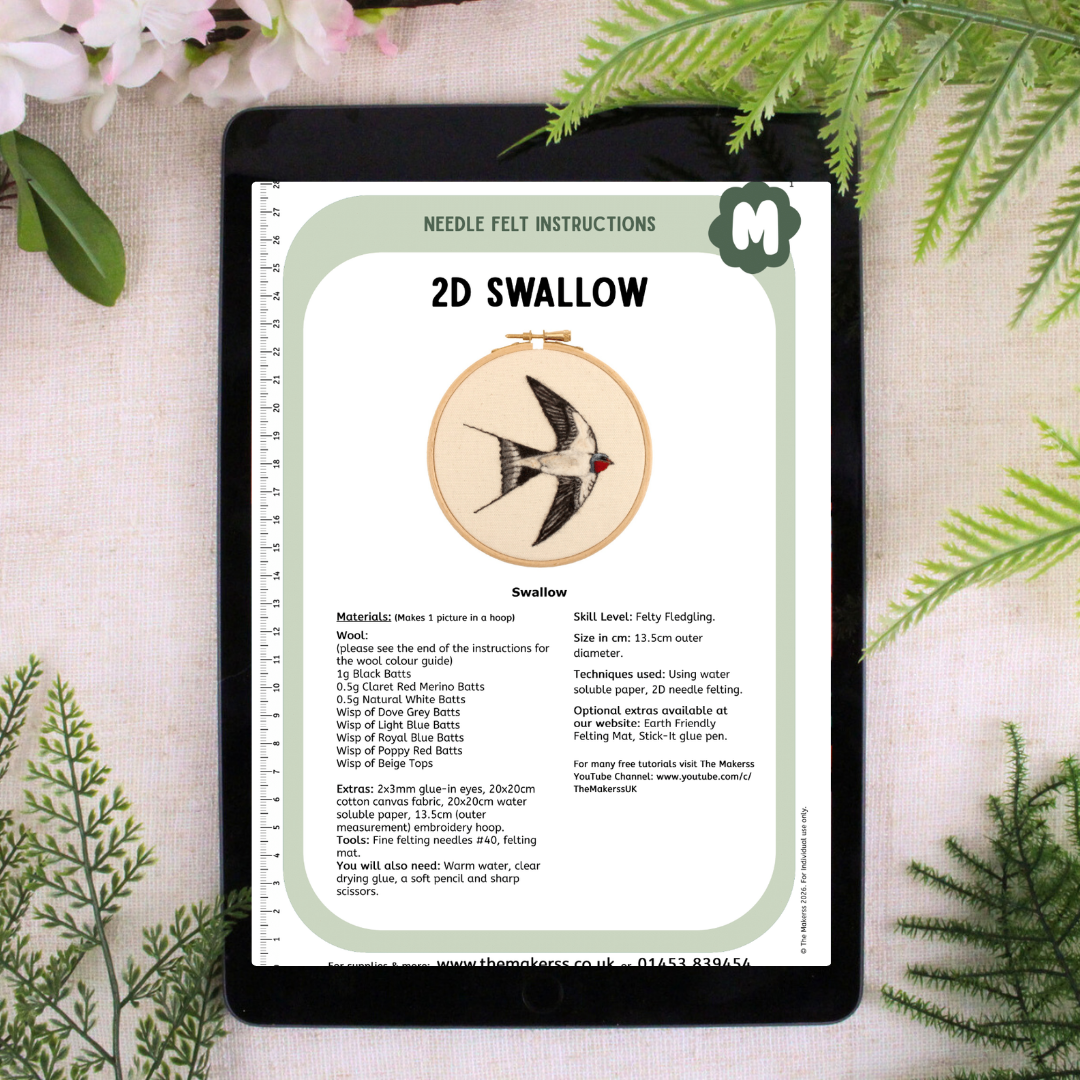 2D Swallow Needle Felt Picture Kit - The Makerss
