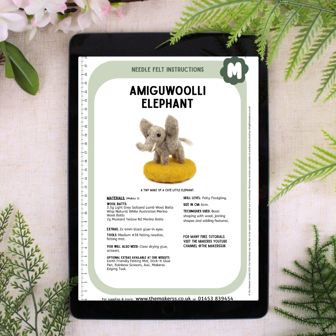 Elephant Amiguwoolli Mini Needle Felt Kit - The Makerss