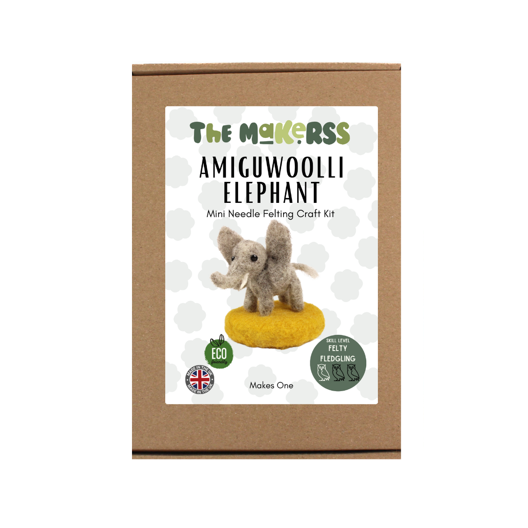 Elephant Amiguwoolli Mini Needle Felt Kit - The Makerss