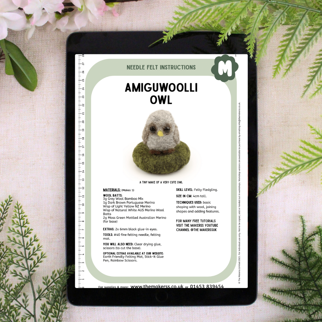 Owl Amiguwoolli Mini Needle Felt Kit - The Makerss