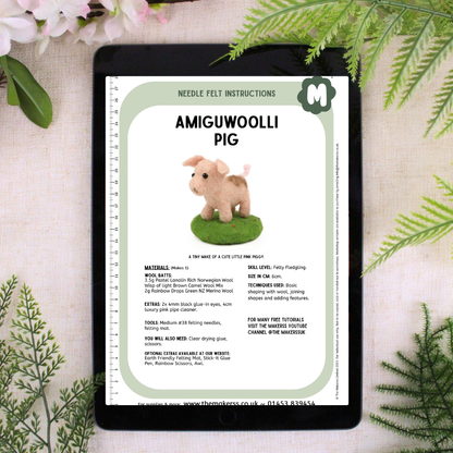 Pig Amiguwoolli Mini Needle Felt Kit - The Makerss