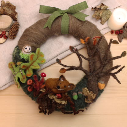 Needle Felting Zoom Retreat Autumn Wreath workshop - The Makerss