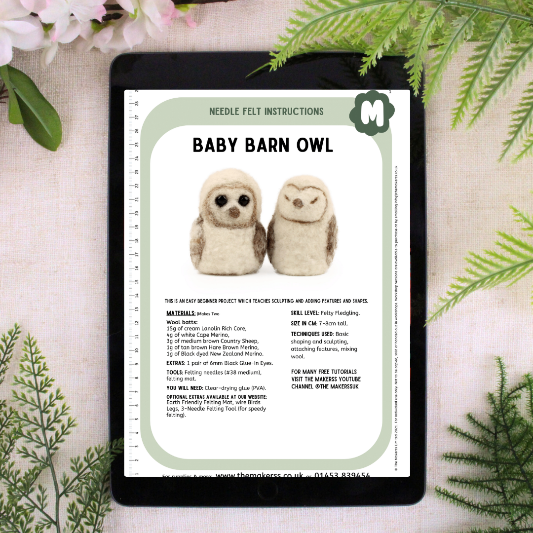 Baby Barn Owl Small Needle Felt Kit - The Makerss