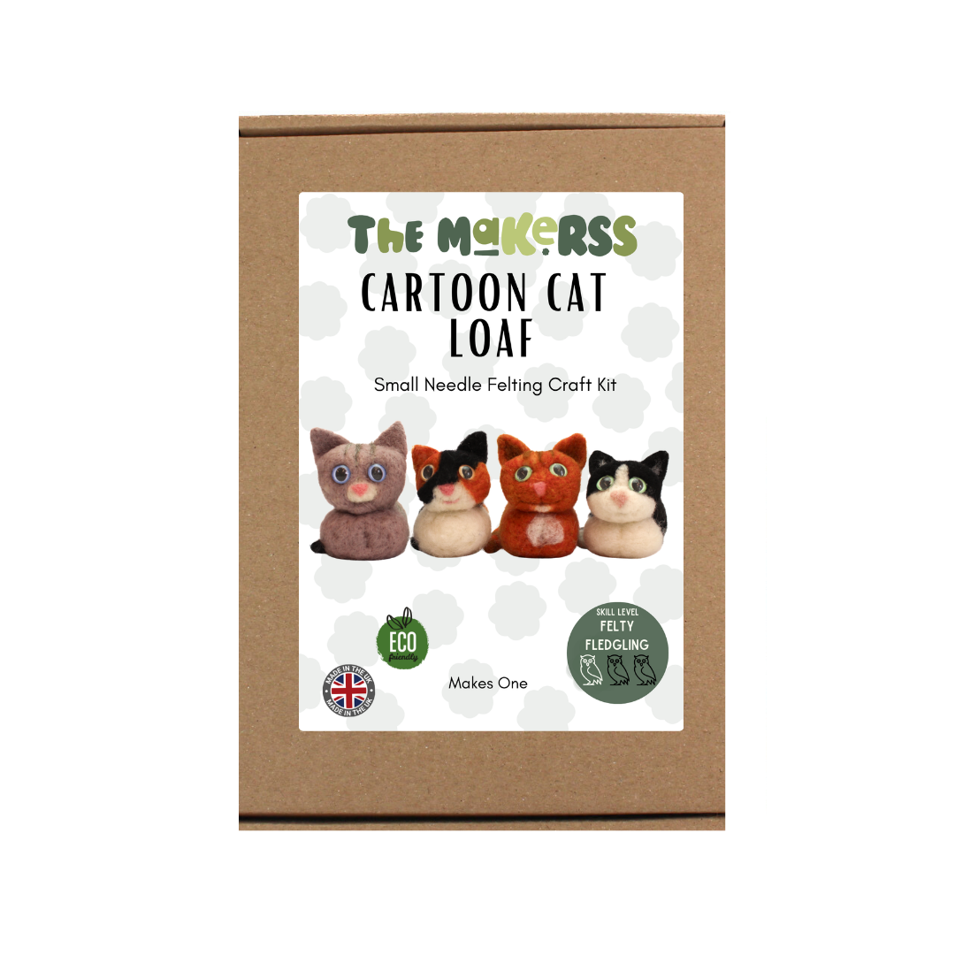 Cartoon Cat Loaf Needle Felt Small Kit - makes 1 - The Makerss