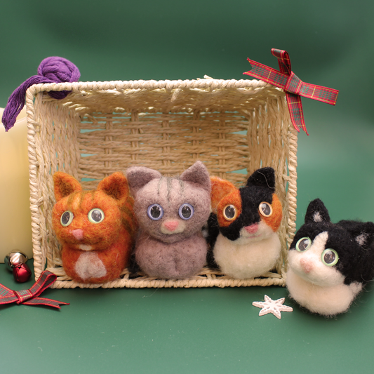 Cartoon Cat Loaf Needle Felt Small Kit - makes 1 - The Makerss