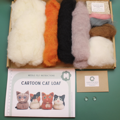 Cartoon Cat Loaf Needle Felt Small Kit - makes 1 - The Makerss