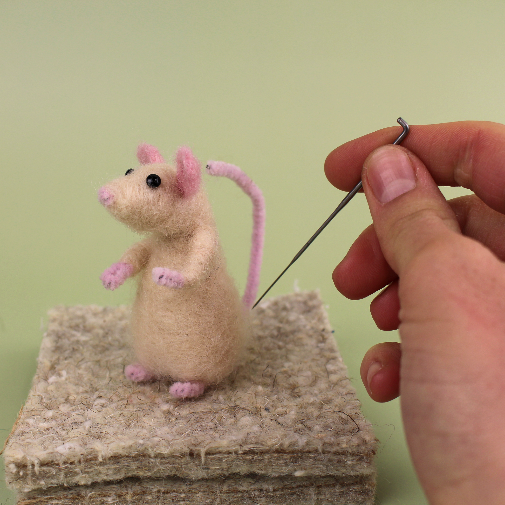 Cream Mouse Small Needle Felt Kit - ready for character accessories - The Makerss