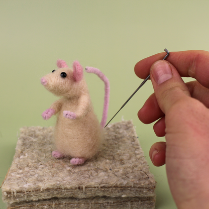 Cream Mouse Small Needle Felt Kit - ready for character accessories - The Makerss
