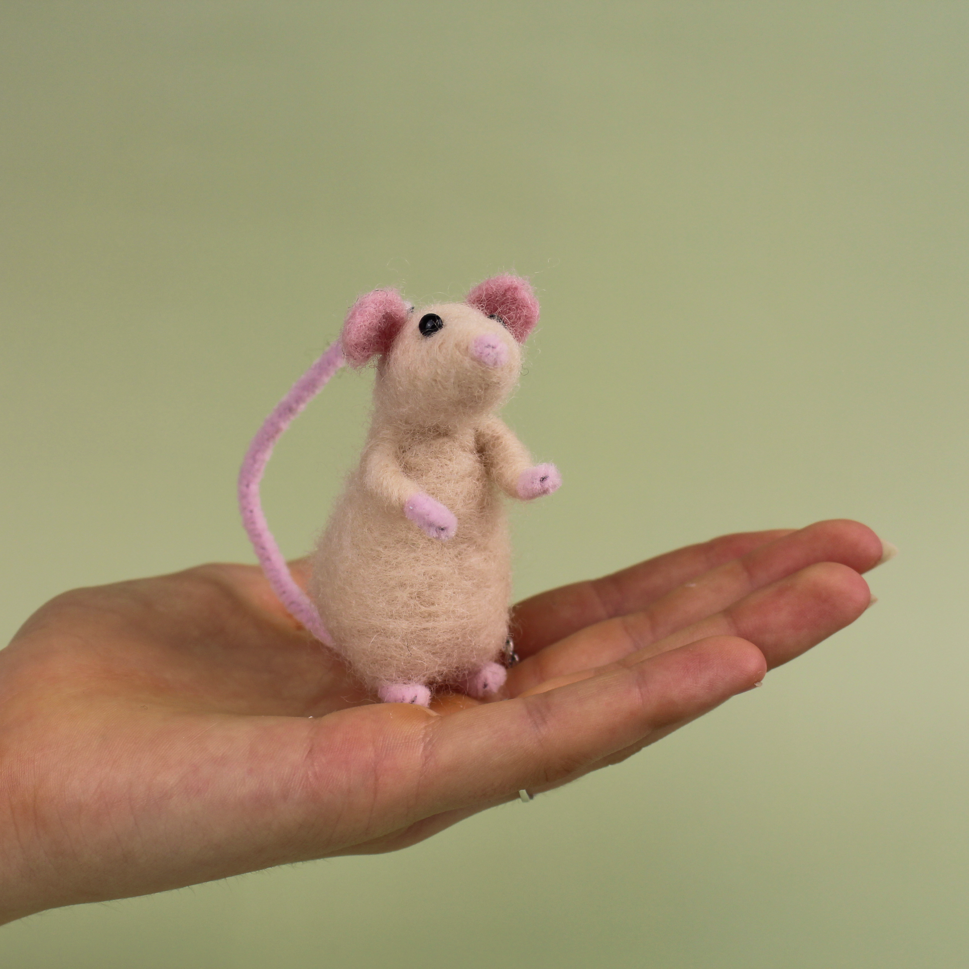 Cream Mouse Small Needle Felt Kit - ready for character accessories - The Makerss