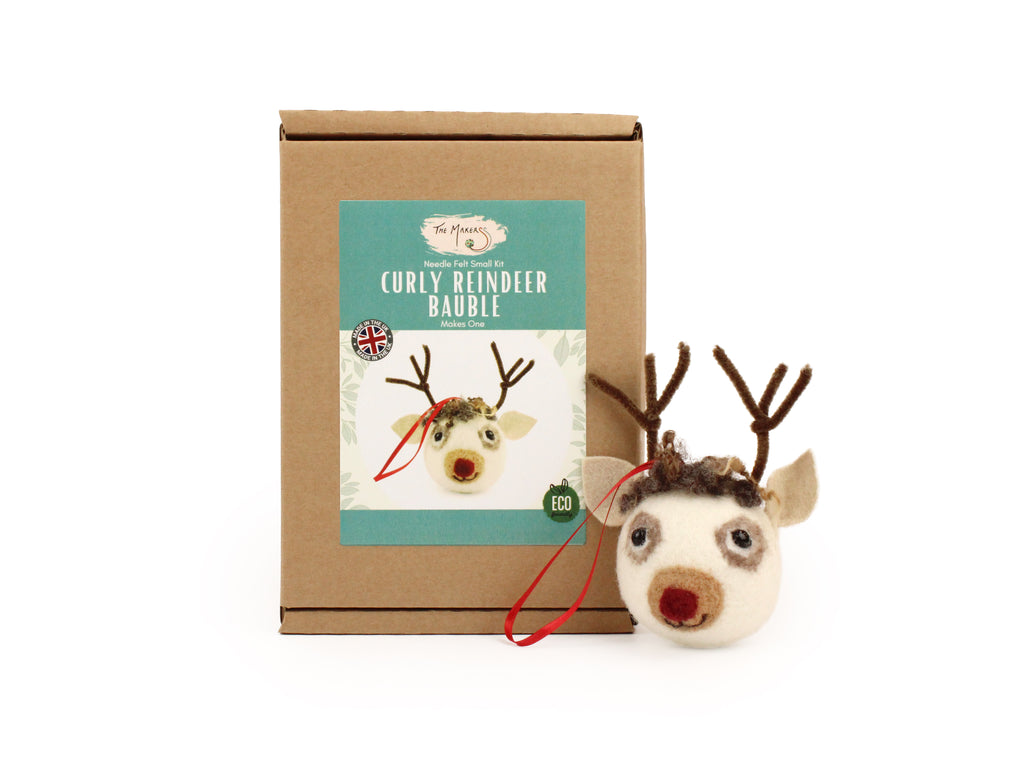 Curly Reindeer Bauble Small Needle Felt Kit - The Makerss